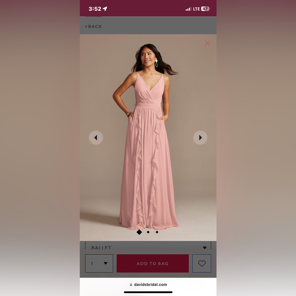 David’s Bridal Ballet Pink dress